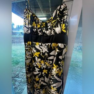 Black, Gold, and White Satin Cocktail Dress